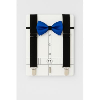 ERKEK BEBEK / ÇOCUK SİYAH PANTOLON ASKISI SAKS PAPYON SET