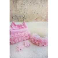GÜMÜŞ SAPLI PEMBE ÇANTA PEMBE 2'Lİ TOKA PEMBE TAÇ / 4'LÜ AKSESUAR SETİ