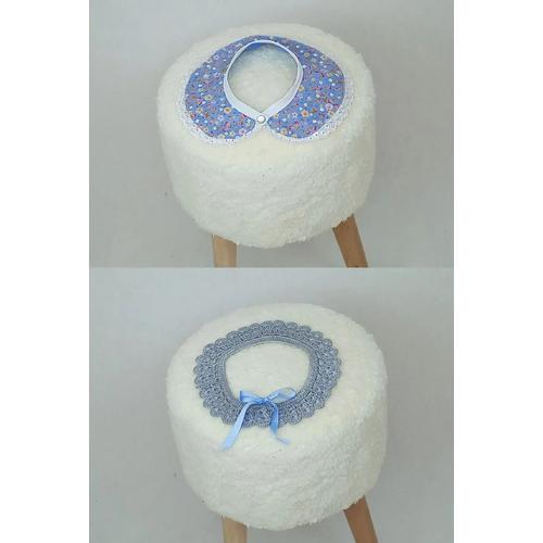 KIZ BEBEK / KIZ ÇOCUK MAVİ ÇİÇEKLİ 2'Lİ YAKA SETİ