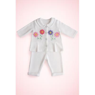 KIZ BEBEK BEYAZ ÇİÇEKLİ TAKIM
