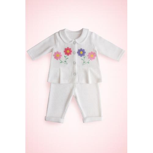 KIZ BEBEK BEYAZ ÇİÇEKLİ TAKIM