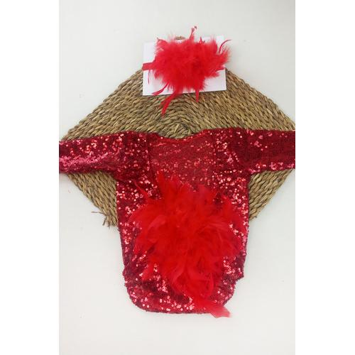 KIZ BEBEK KIRMIZI YENİDOĞAN ÇEKİM MAYOSU / BANDANA