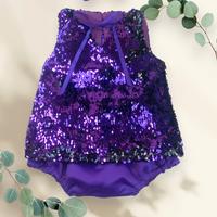 KIZ BEBEK MOR ROMPER PAYETLİ TUNİK ABİYE TAKIM