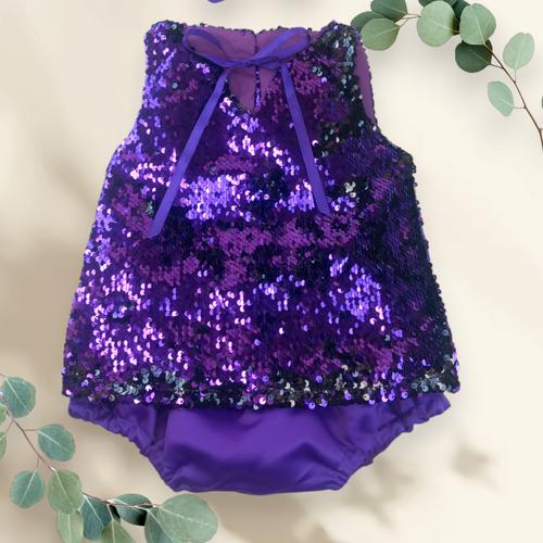 KIZ BEBEK MOR ROMPER PAYETLİ TUNİK ABİYE TAKIM