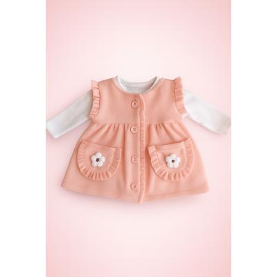 KIZ BEBEK PUDRA POLAR ELBİSE BEYAZ BODY TAKIM