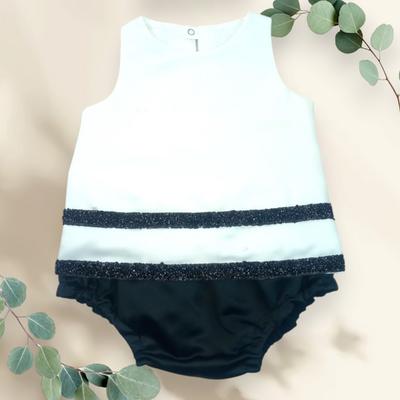 KIZ BEBEK SİYAH ROMPER BEYAZ TUNİK ABİYE TAKIM