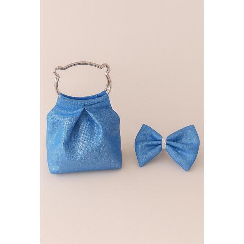 KIZ ÇOCUK GÜMÜŞ SAPLI SAKS ÇANTA FİYONK TOKA AKSESUAR SETİ