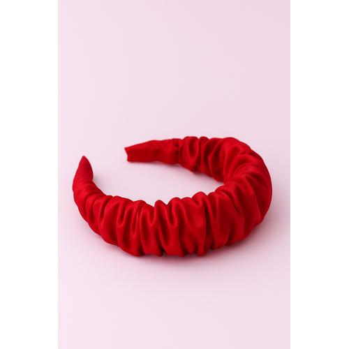 KIZ ÇOCUK KIRMIZI SATEN BÜZGÜLÜ TAÇ