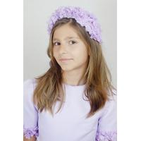 KIZ ÇOCUK LİLA ÇİÇEKLİ TAÇ, LİLA ÇİÇEKLİ ÇİFTLİ TOKA SETİ