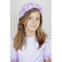 KIZ ÇOCUK LİLA ÇİÇEKLİ TAÇ, LİLA ÇİÇEKLİ ÇİFTLİ TOKA SETİ