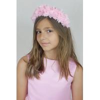 KIZ ÇOCUK PEMBE ÇİÇEKLİ TAÇ, PEMBE ÇİÇEKLİ ÇİFTLİ TOKA SETİ