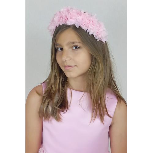 KIZ ÇOCUK PEMBE ÇİÇEKLİ TAÇ, PEMBE ÇİÇEKLİ ÇİFTLİ TOKA SETİ