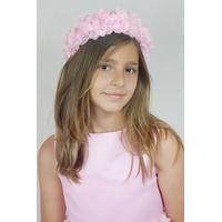 KIZ ÇOCUK PEMBE ÇİÇEKLİ TAÇ, PEMBE ÇİÇEKLİ ÇİFTLİ TOKA SETİ