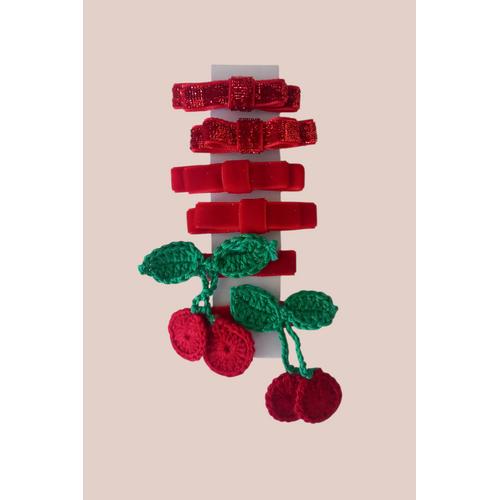 KIZ ÇOCUK RENKLİ  KİRAZLI TOKA SETİ