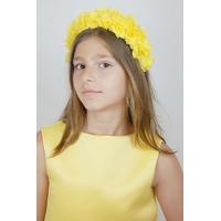 KIZ ÇOCUK SARI ÇİÇEKLİ TAÇ, SARI ÇİÇEKLİ ÇİFTLİ TOKA SETİ