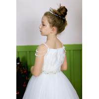 KIZ ÇOCUK TÜY İNCİ VE TAŞ DETAYLI GELİNLİK